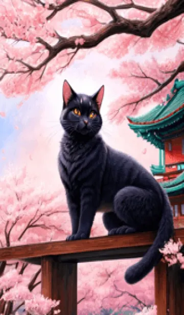 [LINE着せ替え] 浮世絵の桜猫 6BSLの画像1