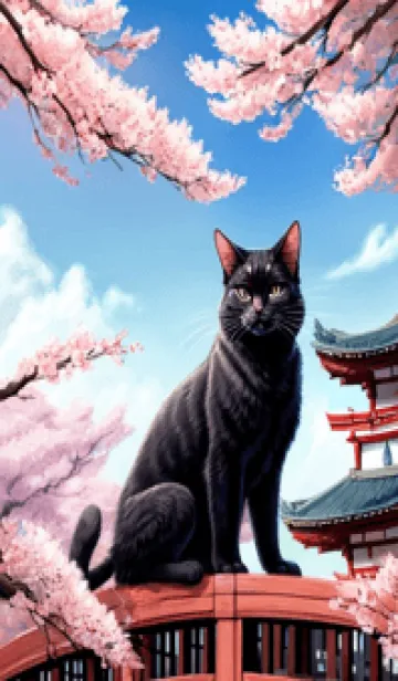 [LINE着せ替え] 浮世絵の桜猫 NCbQの画像1