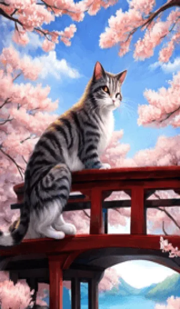 [LINE着せ替え] 浮世絵の桜猫 UQARの画像1