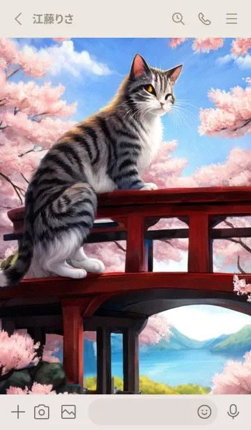 [LINE着せ替え] 浮世絵の桜猫 UQARの画像2