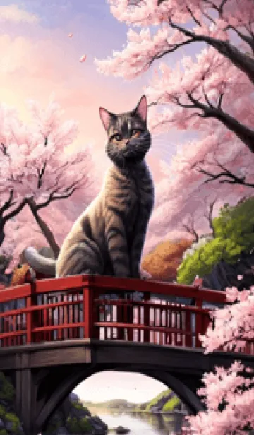 [LINE着せ替え] 浮世絵の桜猫 dxm9の画像1