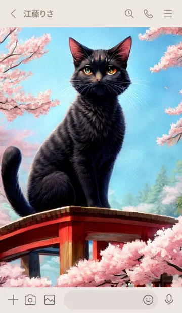 [LINE着せ替え] 浮世絵の桜猫 rr7Dの画像2