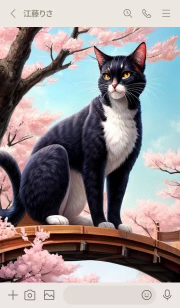 [LINE着せ替え] 浮世絵の桜猫 1e7cの画像2