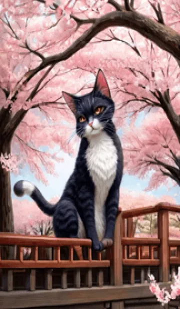 [LINE着せ替え] 浮世絵の桜猫 QNOOの画像1