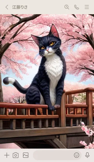 [LINE着せ替え] 浮世絵の桜猫 QNOOの画像2