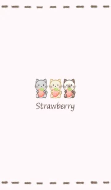 [LINE着せ替え] 小さいネコと苺 -ピンク-の画像1