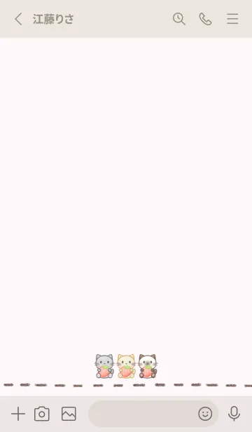 [LINE着せ替え] 小さいネコと苺 -ピンク-の画像2