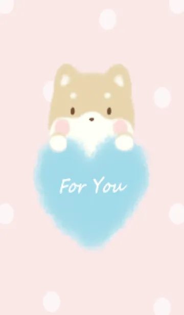 [LINE着せ替え] もこもこハート -柴犬- ピンク ドット 2の画像1