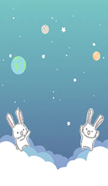 [LINE着せ替え] うさぎと青緑の空間の画像1