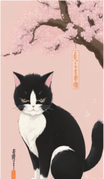 [LINE着せ替え] 浮世絵の桜猫 YWfTの画像1