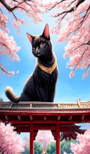 [LINE着せ替え] 浮世絵の桜猫 uz35の画像1