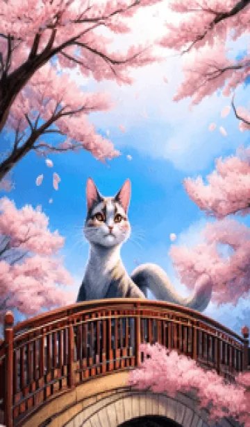 [LINE着せ替え] 浮世絵の桜猫 JTtAの画像1