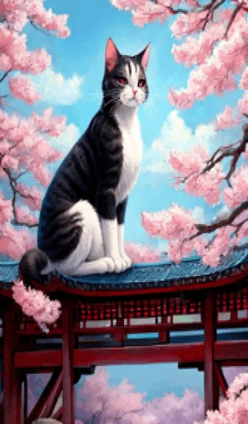 [LINE着せ替え] 浮世絵の桜猫 Y9Ovの画像1