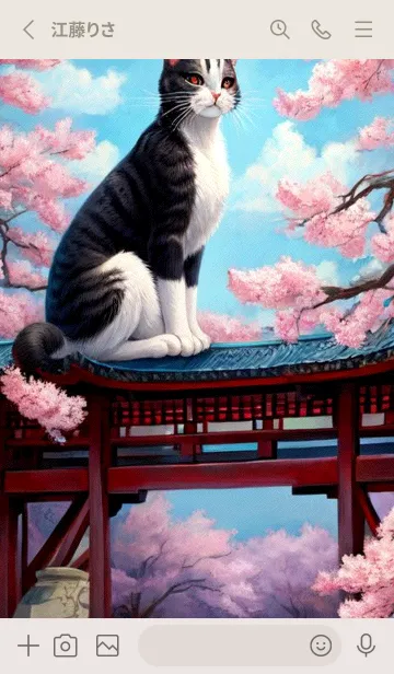 [LINE着せ替え] 浮世絵の桜猫 Y9Ovの画像2