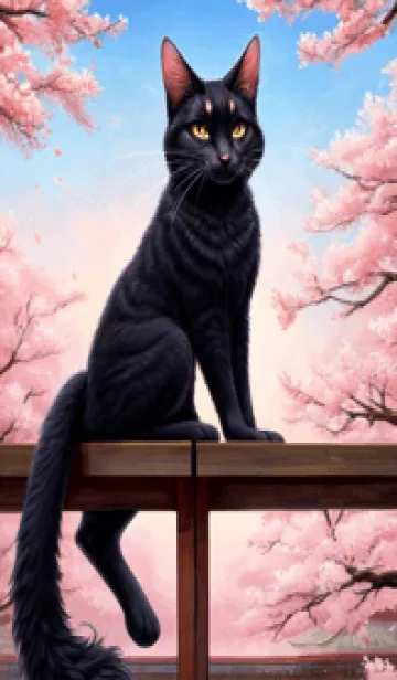 [LINE着せ替え] 浮世絵の桜猫 9rKmの画像1