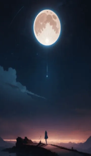 [LINE着せ替え] 夜晚の海 bK7Fの画像1