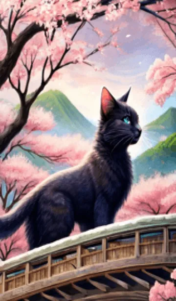 [LINE着せ替え] 浮世絵の桜猫 KYBuの画像1