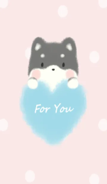 [LINE着せ替え] もこもこハート -黒柴- ピンク ドット 2の画像1