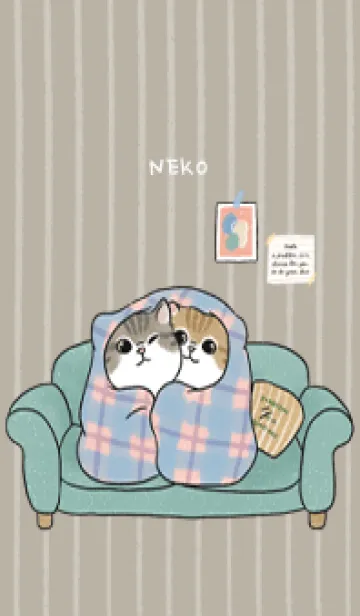 [LINE着せ替え] neko in love / khakiの画像1