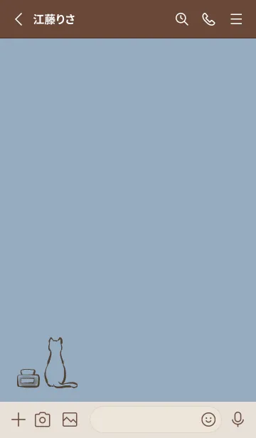 [LINE着せ替え] 猫とインク瓶 -くすみブルー-の画像2