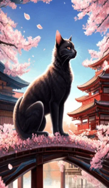 [LINE着せ替え] 浮世絵の桜猫 E3yFの画像1