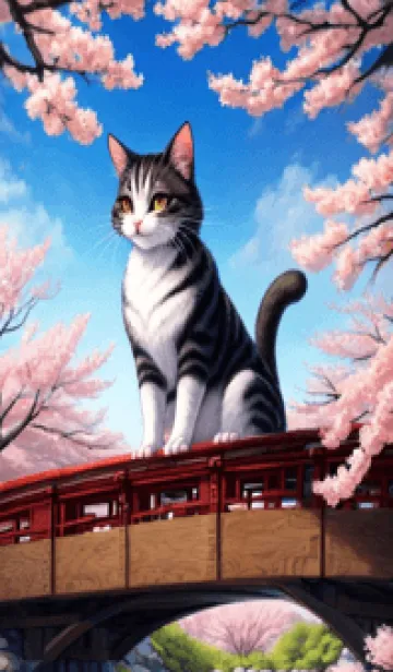 [LINE着せ替え] 浮世絵の桜猫 W1cbの画像1