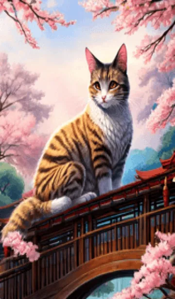 [LINE着せ替え] 浮世絵の桜猫 gudcの画像1