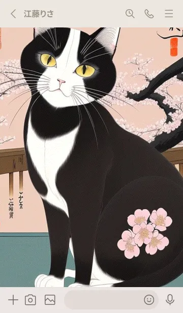 [LINE着せ替え] 浮世絵の桜猫 pWYQの画像2