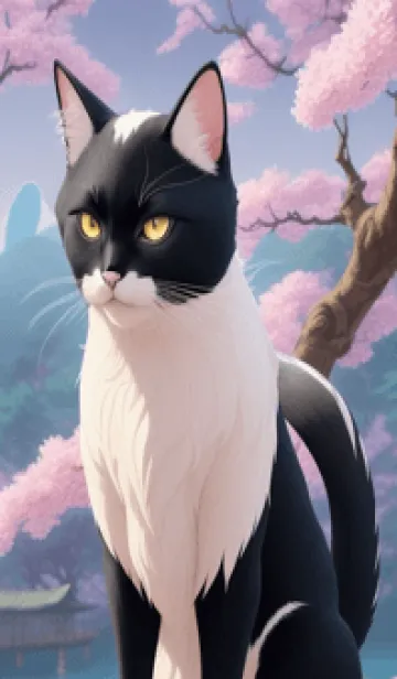 [LINE着せ替え] 浮世絵の桜猫 HFhcの画像1