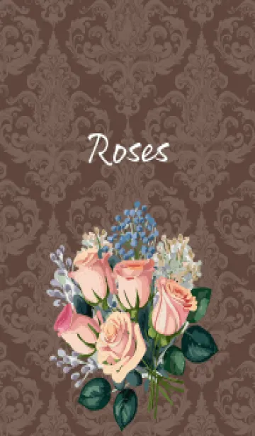 [LINE着せ替え] brown 洋風の薔薇の花束の画像1
