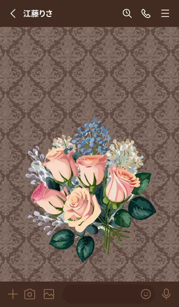 [LINE着せ替え] brown 洋風の薔薇の花束の画像2