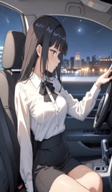 [LINE着せ替え] 車を運転する女の子 tT6Rの画像1