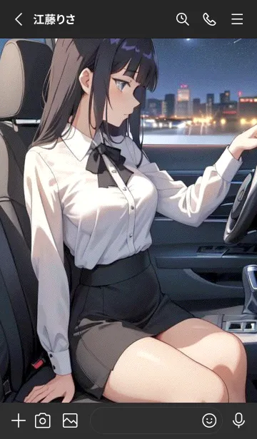 [LINE着せ替え] 車を運転する女の子 tT6Rの画像2