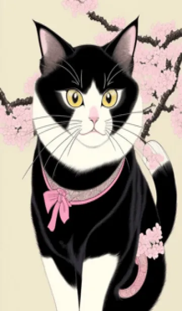 [LINE着せ替え] 浮世絵の桜猫 VE6Rの画像1