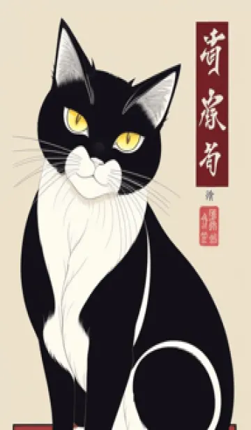 [LINE着せ替え] 浮世絵の桜猫 fk5bの画像1