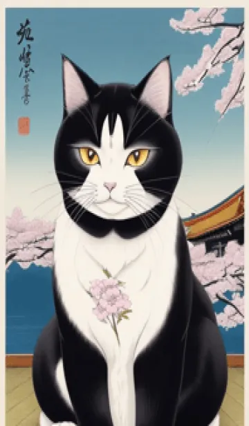 [LINE着せ替え] 浮世絵の桜猫 hhyVの画像1