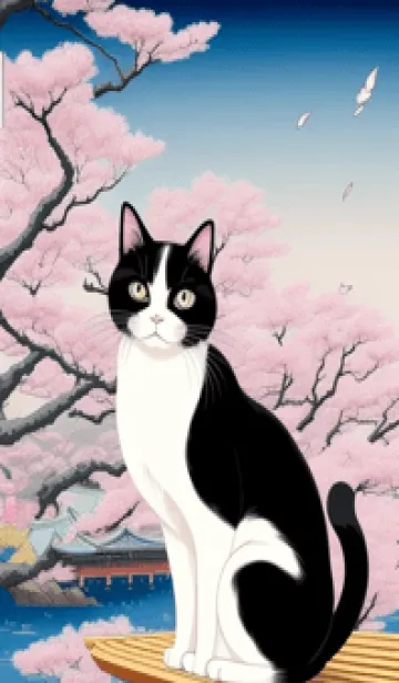 [LINE着せ替え] 浮世絵の桜猫 5gUUの画像1