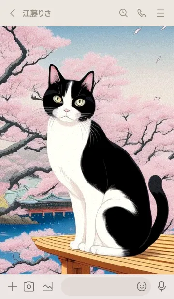 [LINE着せ替え] 浮世絵の桜猫 5gUUの画像2