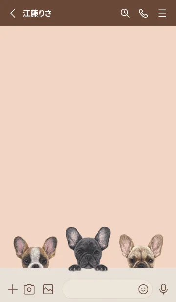 [LINE着せ替え] ワンワン-フレンチブルドッグ-シェルピンクの画像2