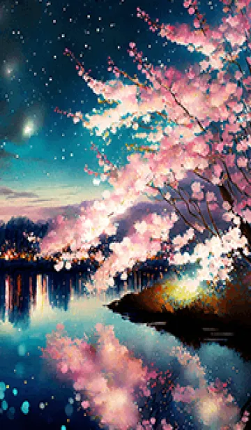 [LINE着せ替え] 美しい夜桜の着せかえ#3の画像1