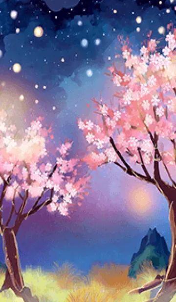 [LINE着せ替え] 美しい夜桜の着せかえ#5の画像1