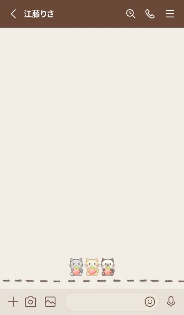 [LINE着せ替え] 小さいネコと苺 -ブラウン-の画像2