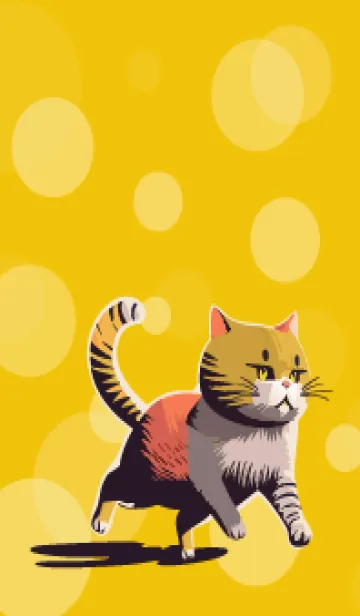 [LINE着せ替え] yellow 元気な猫の画像1