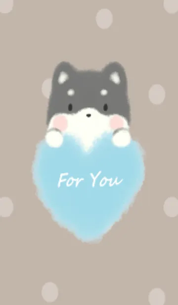 [LINE着せ替え] もこもこハート -黒柴- モカ ドット 2の画像1