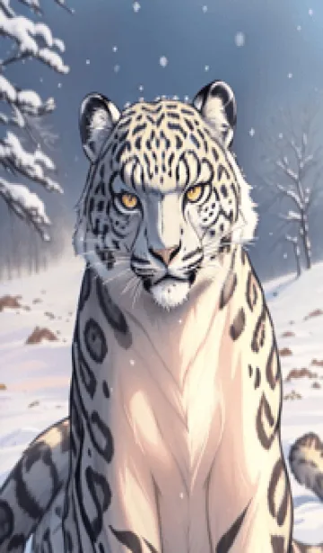 [LINE着せ替え] 夢幻の白いスノーヒョウ NpvKの画像1