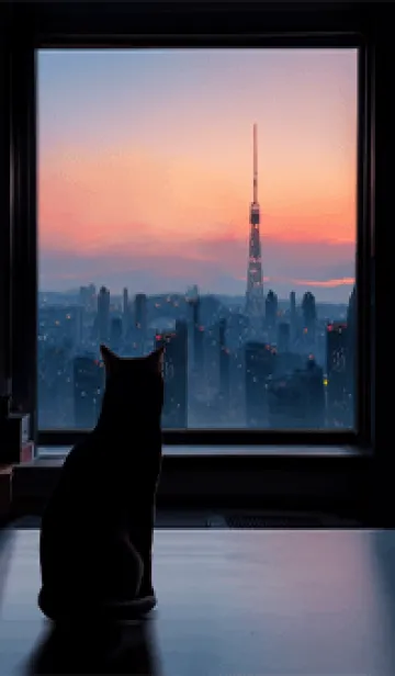 [LINE着せ替え] 窓辺の景色を眺める猫 1の画像1