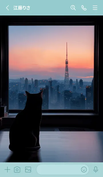 [LINE着せ替え] 窓辺の景色を眺める猫 1の画像2