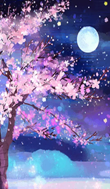 [LINE着せ替え] 美しい夜桜の着せかえ#25の画像1