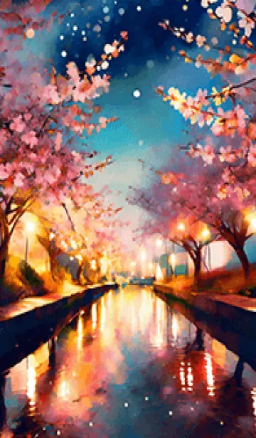 [LINE着せ替え] 美しい夜桜の着せかえ#26の画像1