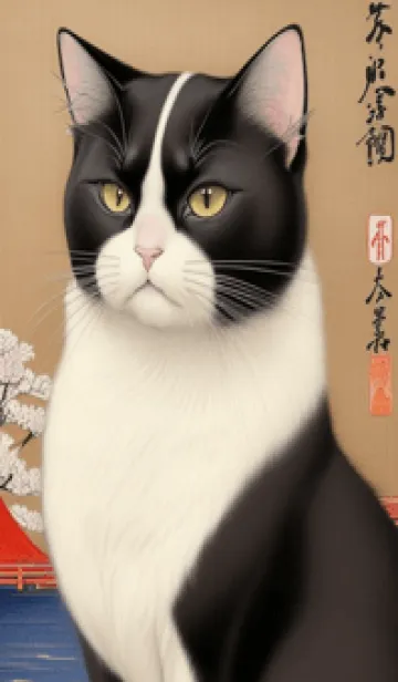 [LINE着せ替え] 浮世絵の桜猫 XKWDの画像1
